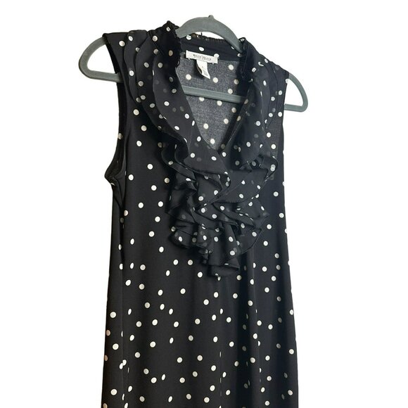 WHBM White House Black Market Polka Dot Ruffle Neck Chic Dress – Size Small - Picture 3 of 6